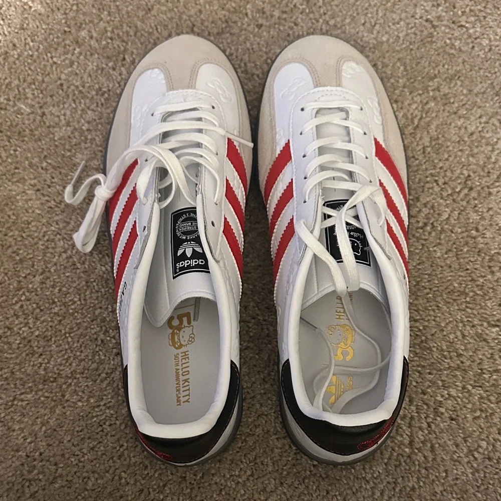 Adidas Hello Kitty White and Red Striped Sneakers - Picture 1 of 6